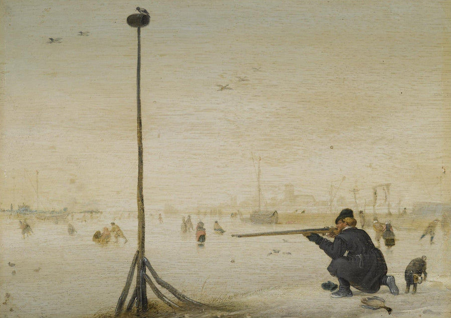 Winterlandschap met een eendenjager - Hendrick Avercamp