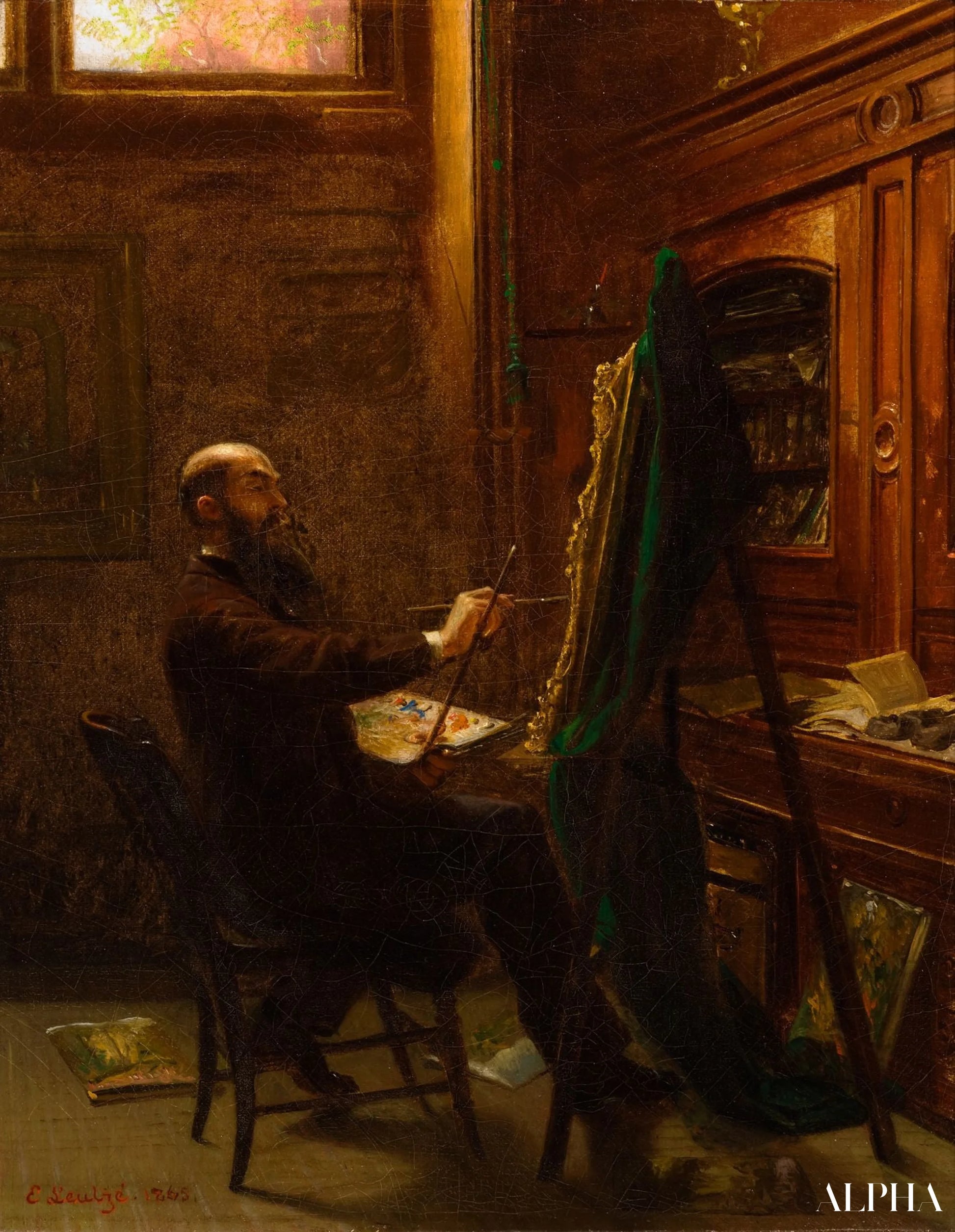 Worthington Whittredge dans son studio de Tenth Street - Emanuel Leutze - Reproductions de tableaux et peintures haut de gamme