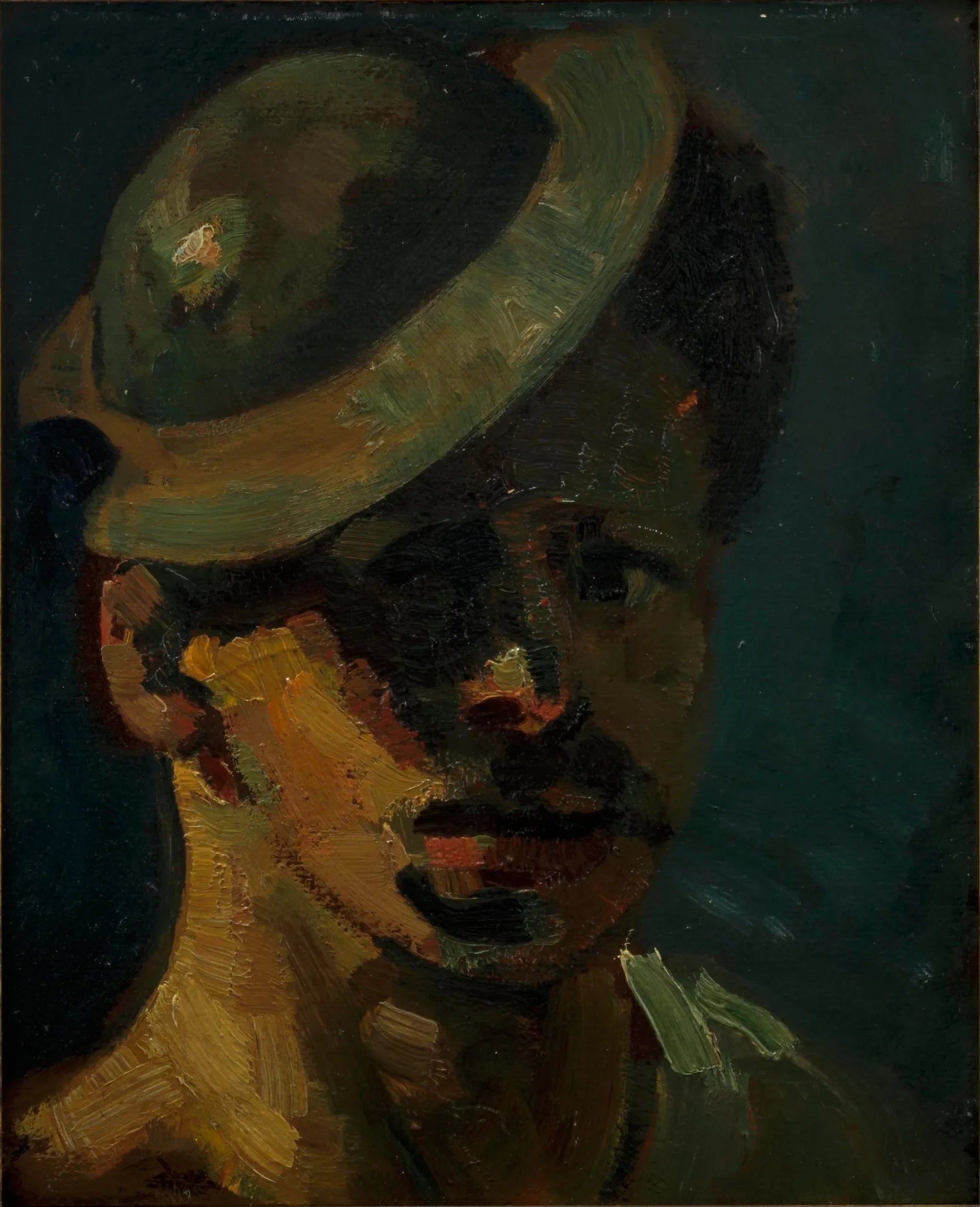 Zelfportret met hoedje - Theo van Doesburg image 1 reproduction artisanale de tableau